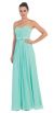 Strapless Pleated Bust Bow Waist Long Bridesmaid Dress in Mint